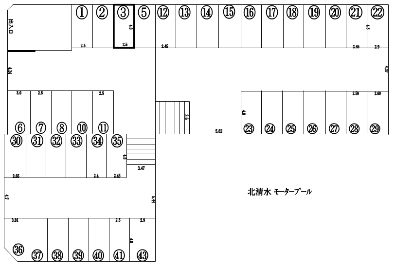 北清水 ﾓｰﾀｰﾌﾟｰﾙの駐車配置図