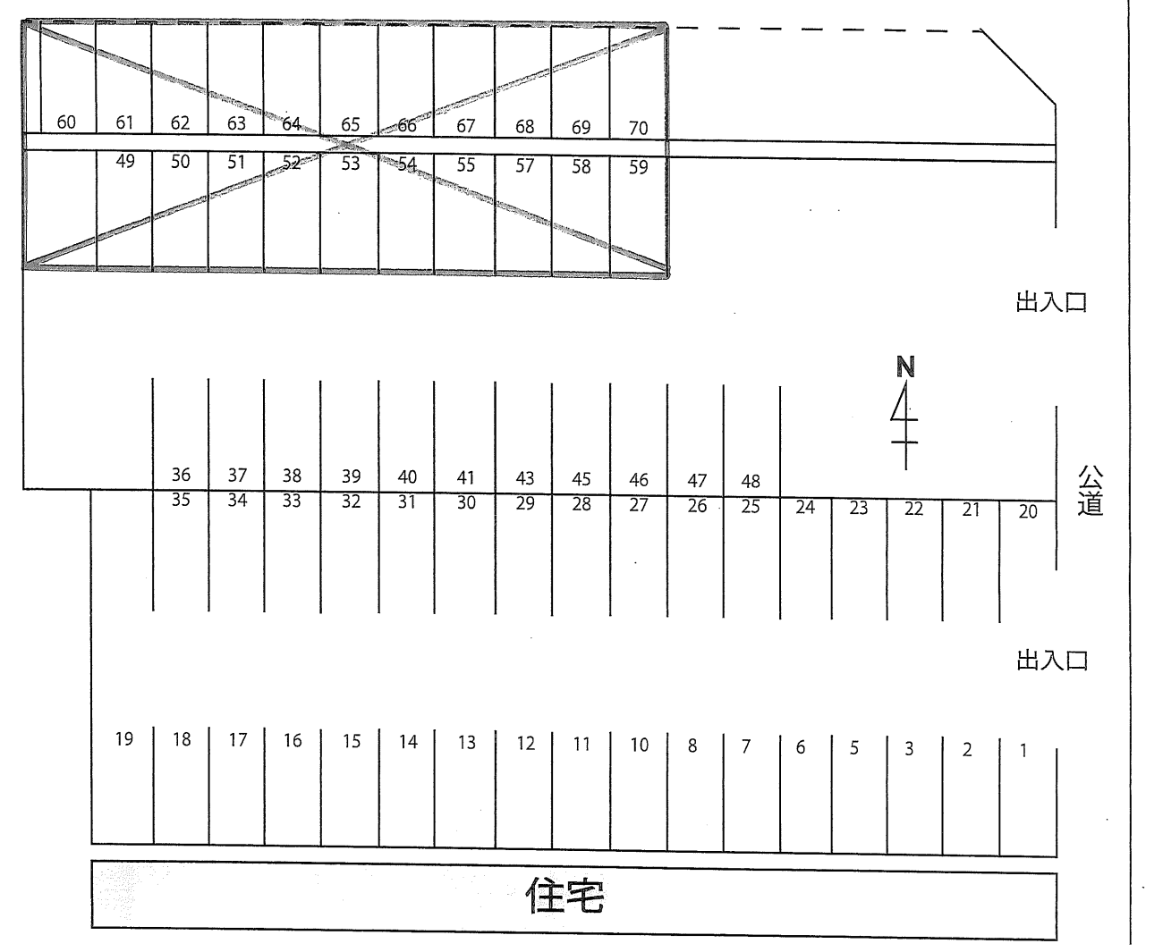 平野駐車場Ⅰの駐車配置図