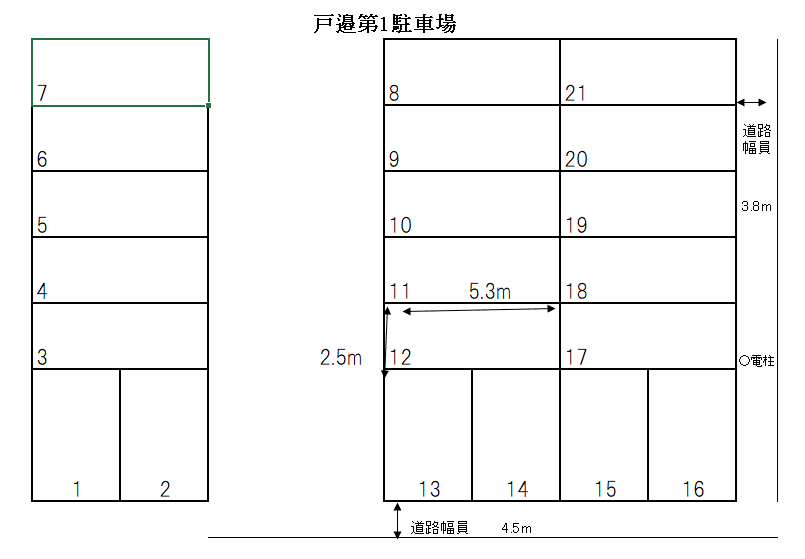 戸邉駐車場（第1）の駐車配置図