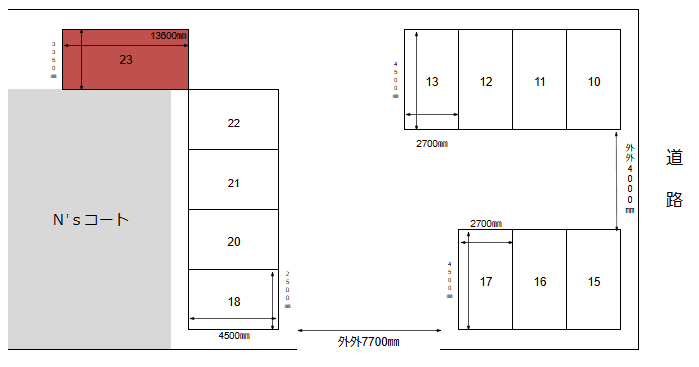 永村西之町第３駐車場の駐車配置図