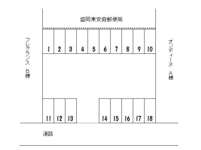 東安庭駐車場2の駐車配置図