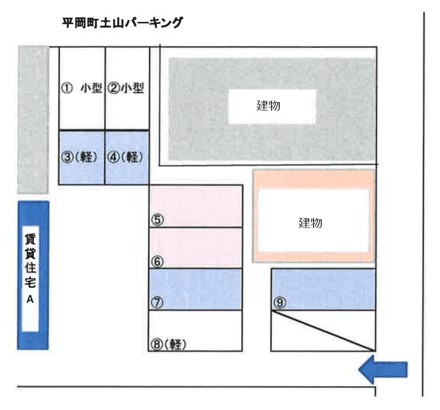 加古川市平岡町土山パーキングの駐車配置図