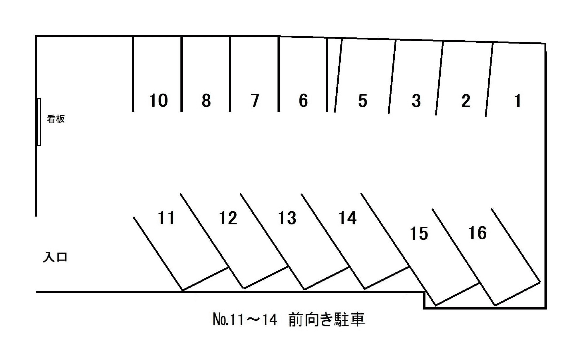 三ツ池パーキングの駐車配置図