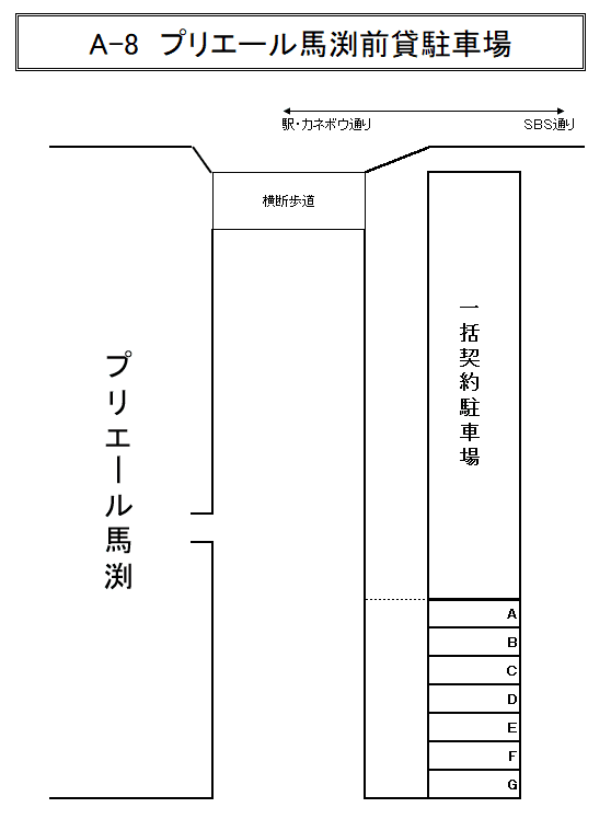 A-8 ﾌﾟﾘｴｰﾙ馬渕前貸駐車場の駐車配置図