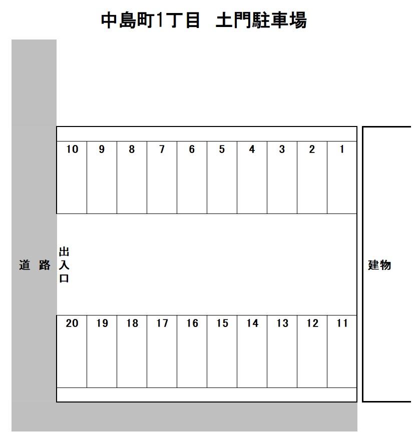 中島町1丁目　土門駐車場の駐車配置図