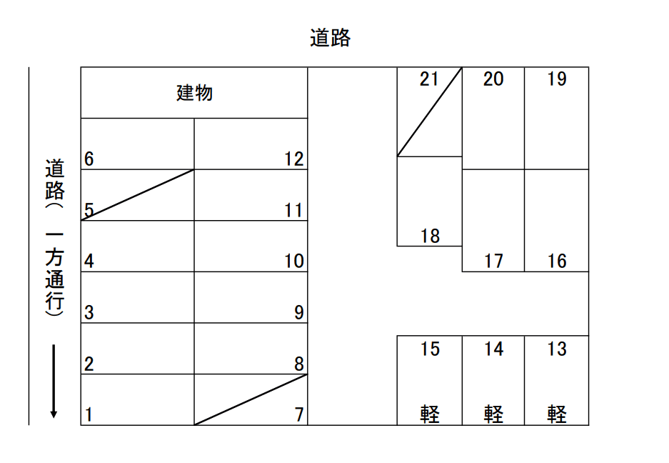 内藤パーキングの駐車配置図