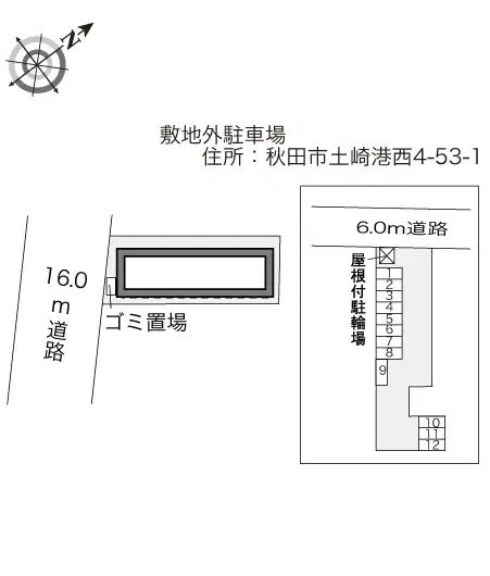 ラムール(28885)　敷地外駐車場の駐車配置図