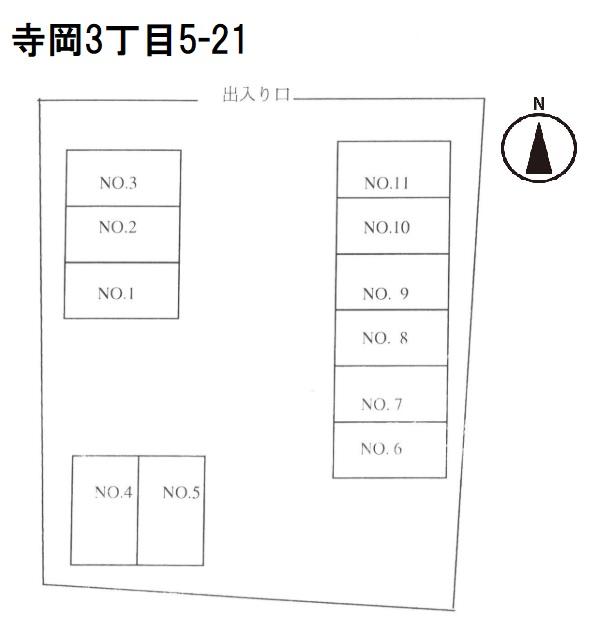 寺岡3丁目5-21駐車場の駐車配置図