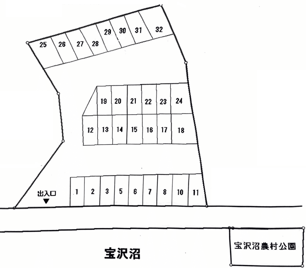 宝沢南駐車場の駐車配置図