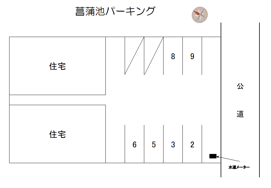 菖蒲池パーキングの駐車配置図