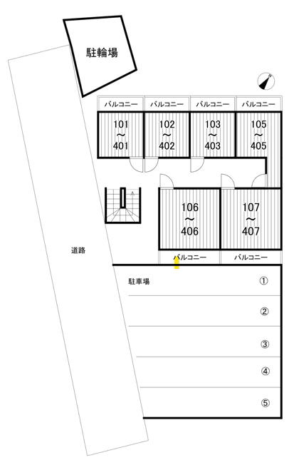 青葉丘コーポの駐車配置図