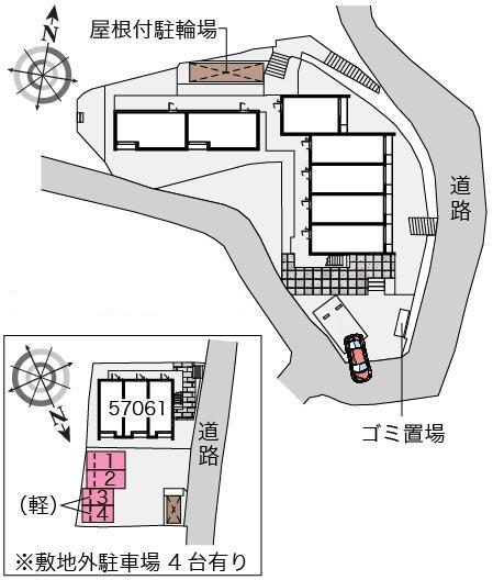 クレイノＢＬＵＥⅢ(57980)　敷地外駐車場の駐車配置図