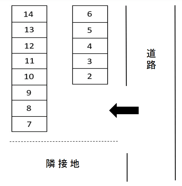 比留間第２駐車場の駐車配置図