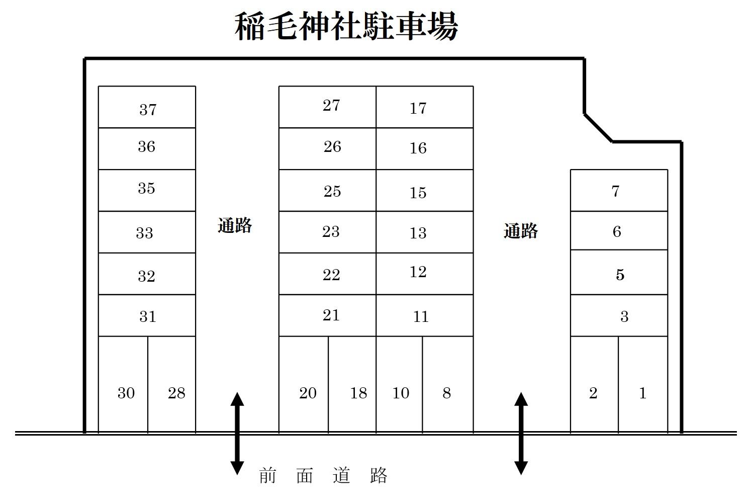 稲毛神社駐車場の駐車配置図