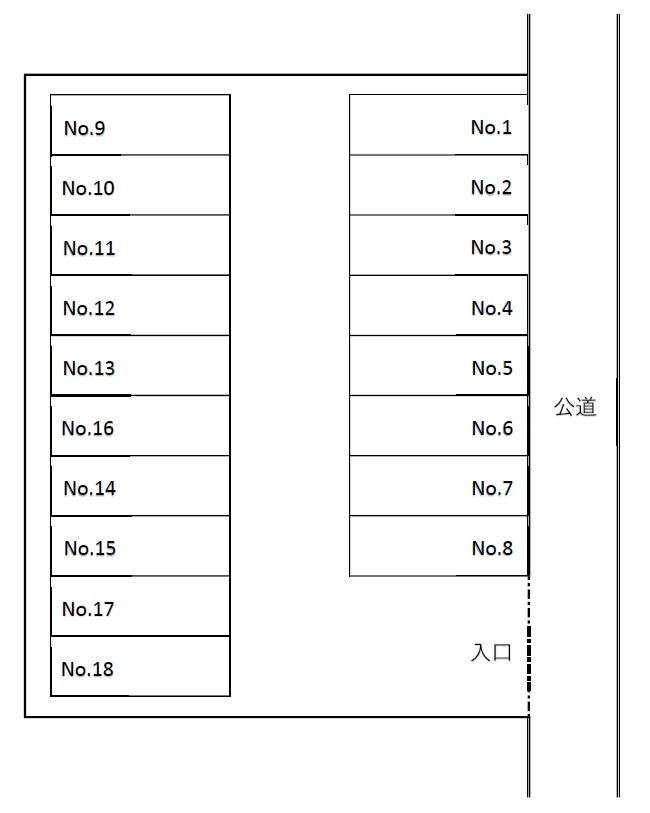 的場２丁目駐車場の駐車配置図