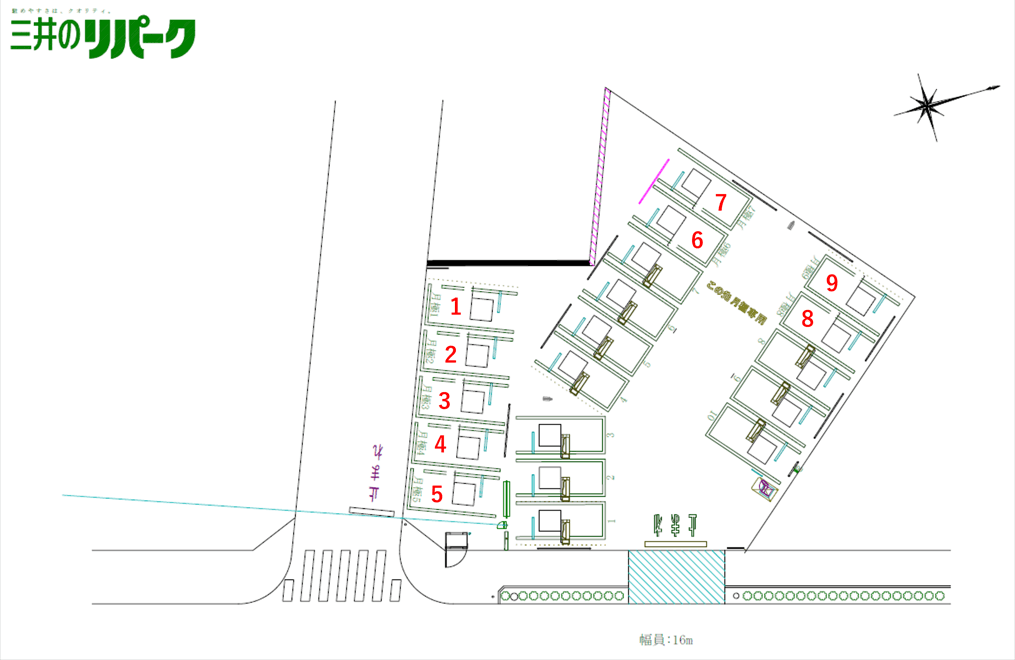 甲州街道駅前の駐車配置図