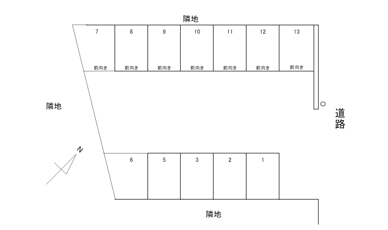 常盤平やま五駐車場の駐車配置図