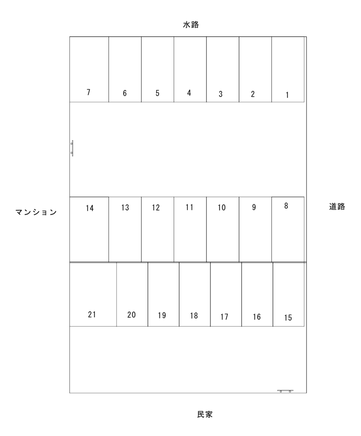 澤野駐車場（1-14）の駐車配置図