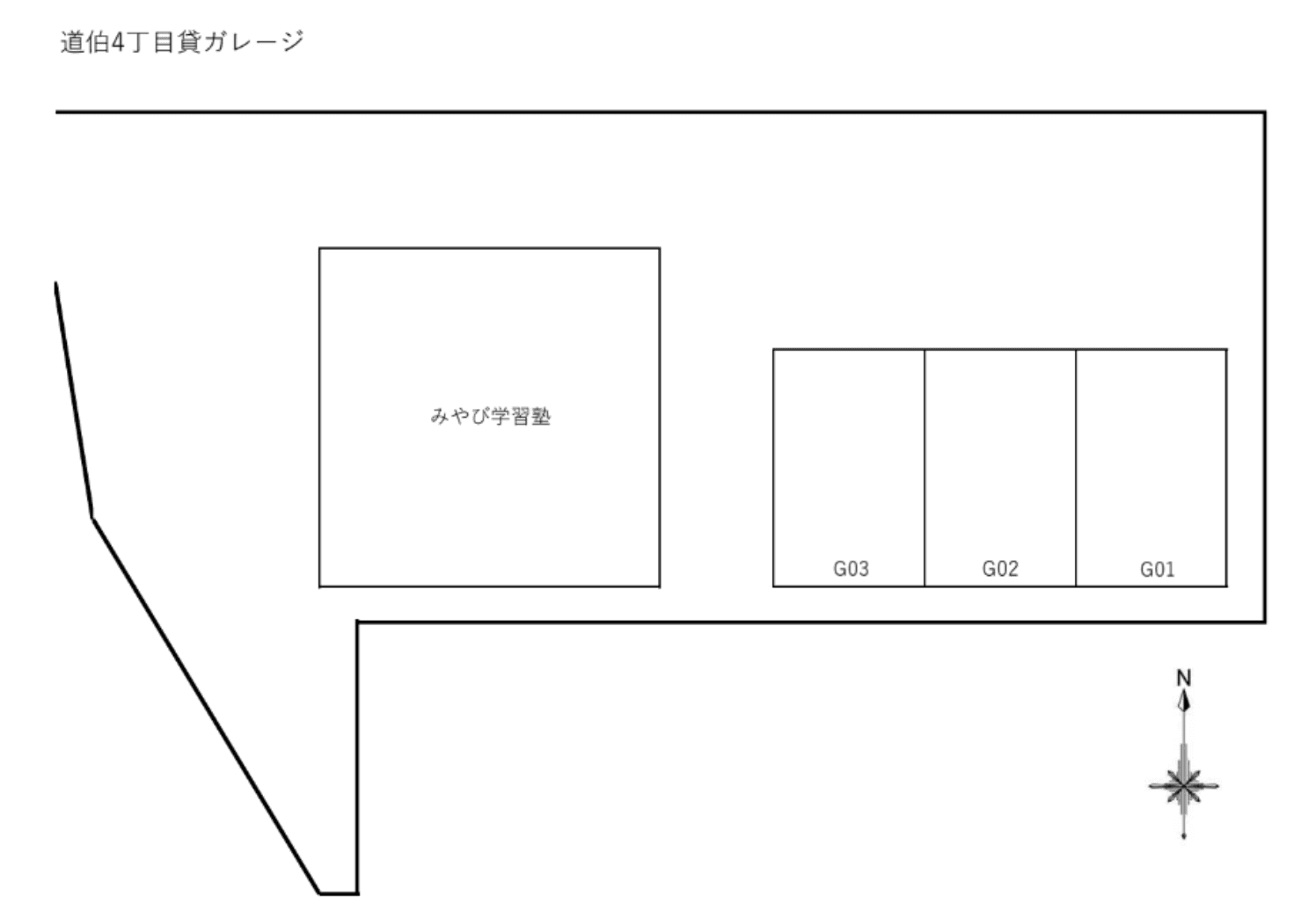 道伯4丁目貸ガレージの駐車配置図