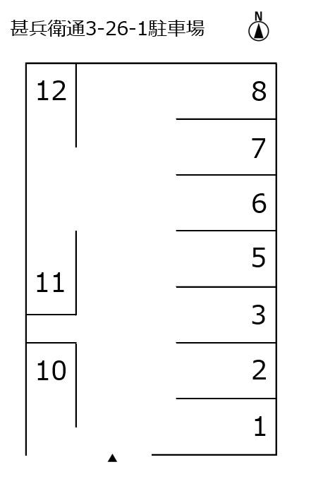 甚兵衛通3-26-1駐車場の駐車配置図