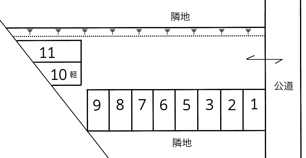 寿町2丁目411番駐車場の駐車配置図