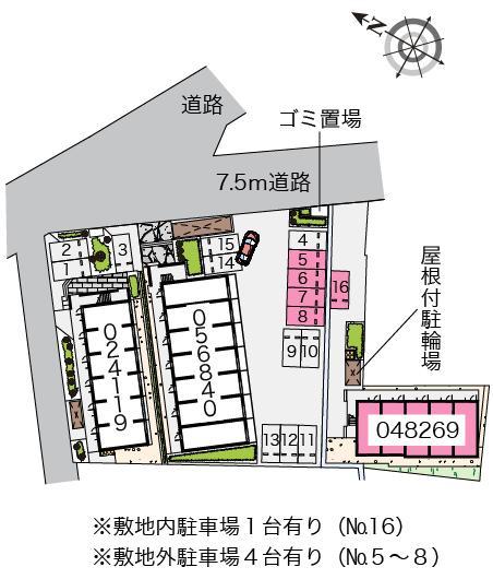 オリーブⅢ(48269)　敷地外駐車場の駐車配置図