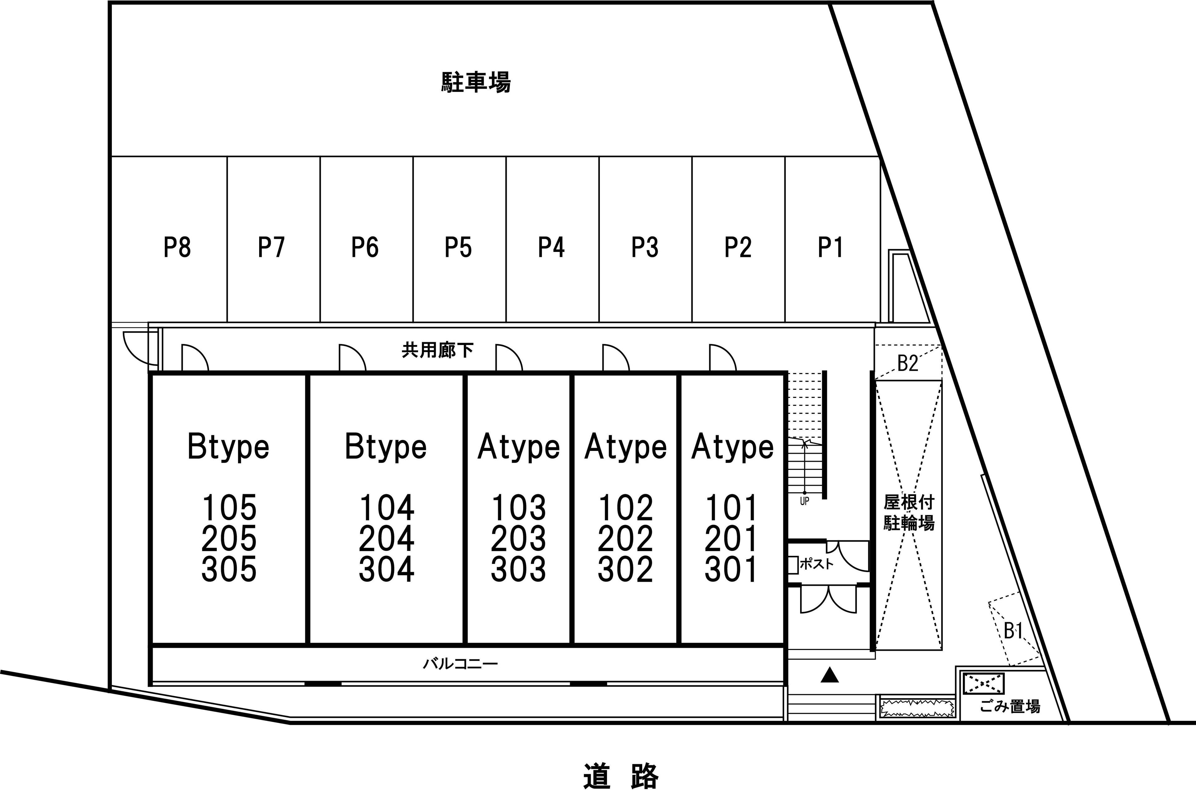 リブリ・GrandShine駐車場の駐車配置図