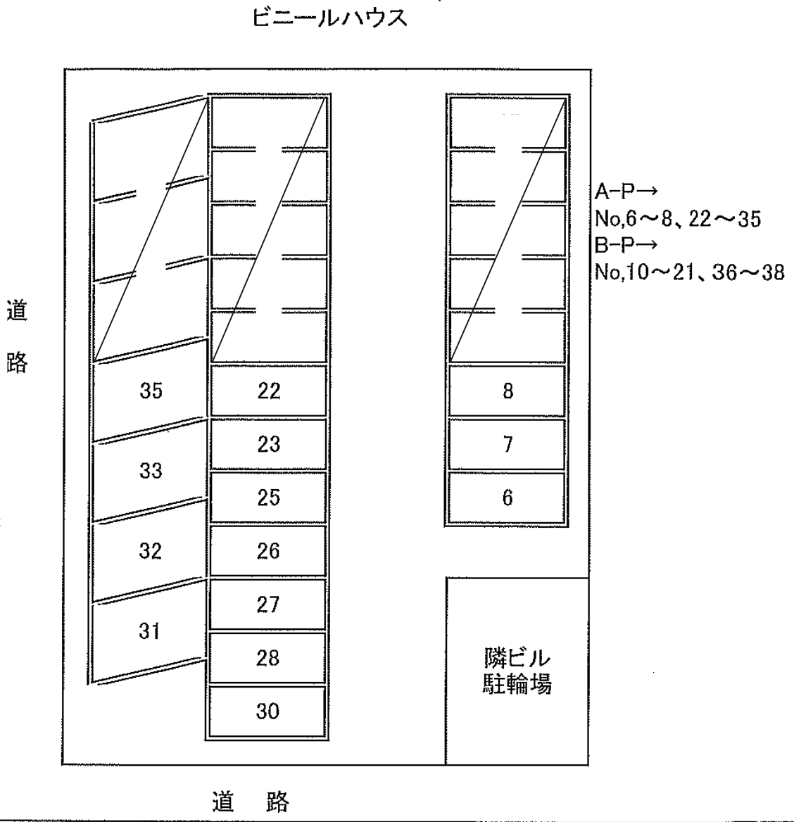 第二蓮見西原駐車場の駐車配置図