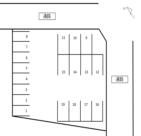山之手９丁目アスファルト駐車場の駐車配置図