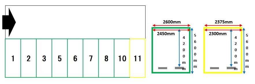 畝田東２丁目ＴＴパーキングの駐車配置図