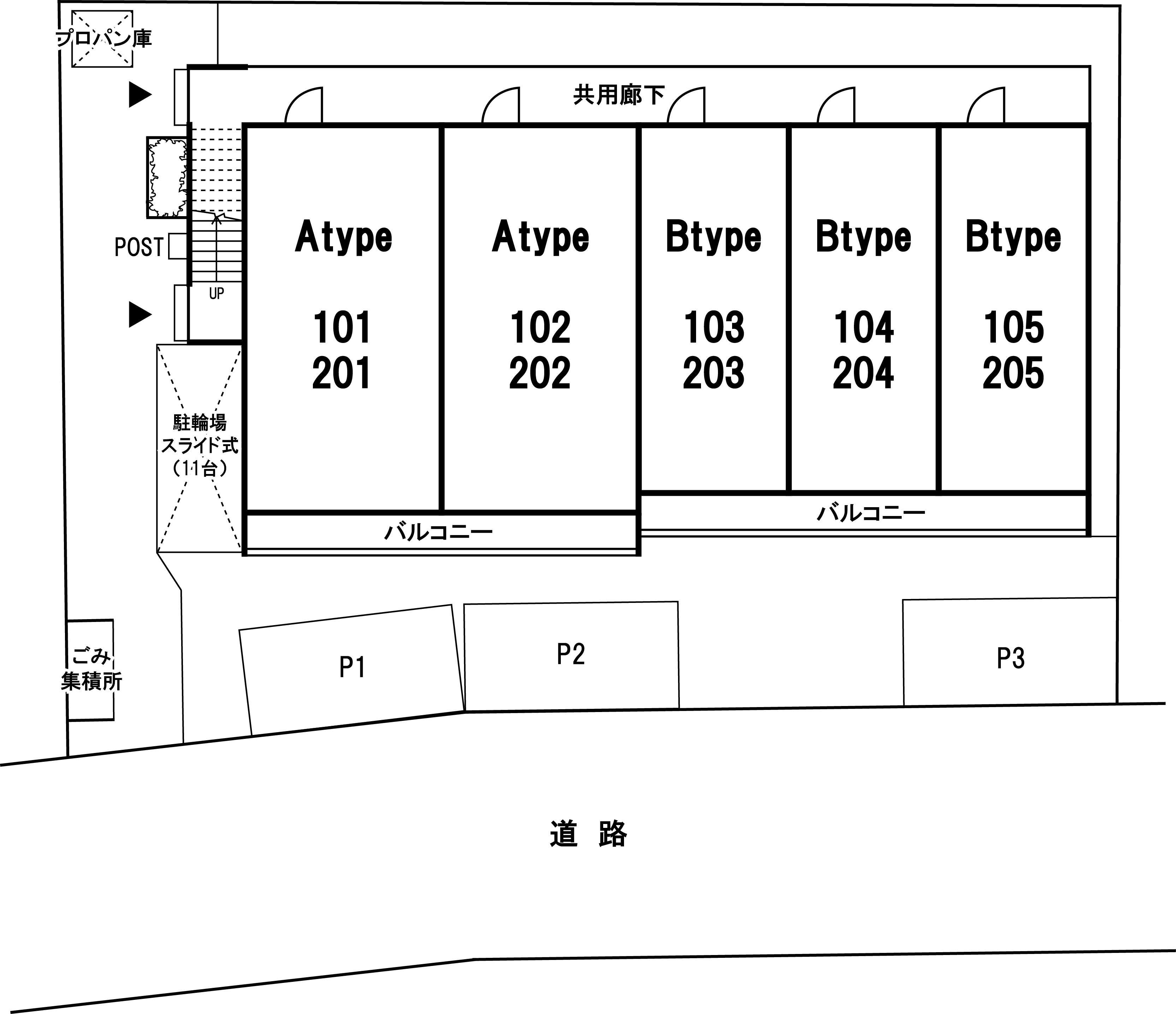 リブリ・Y.T常盤平の駐車配置図