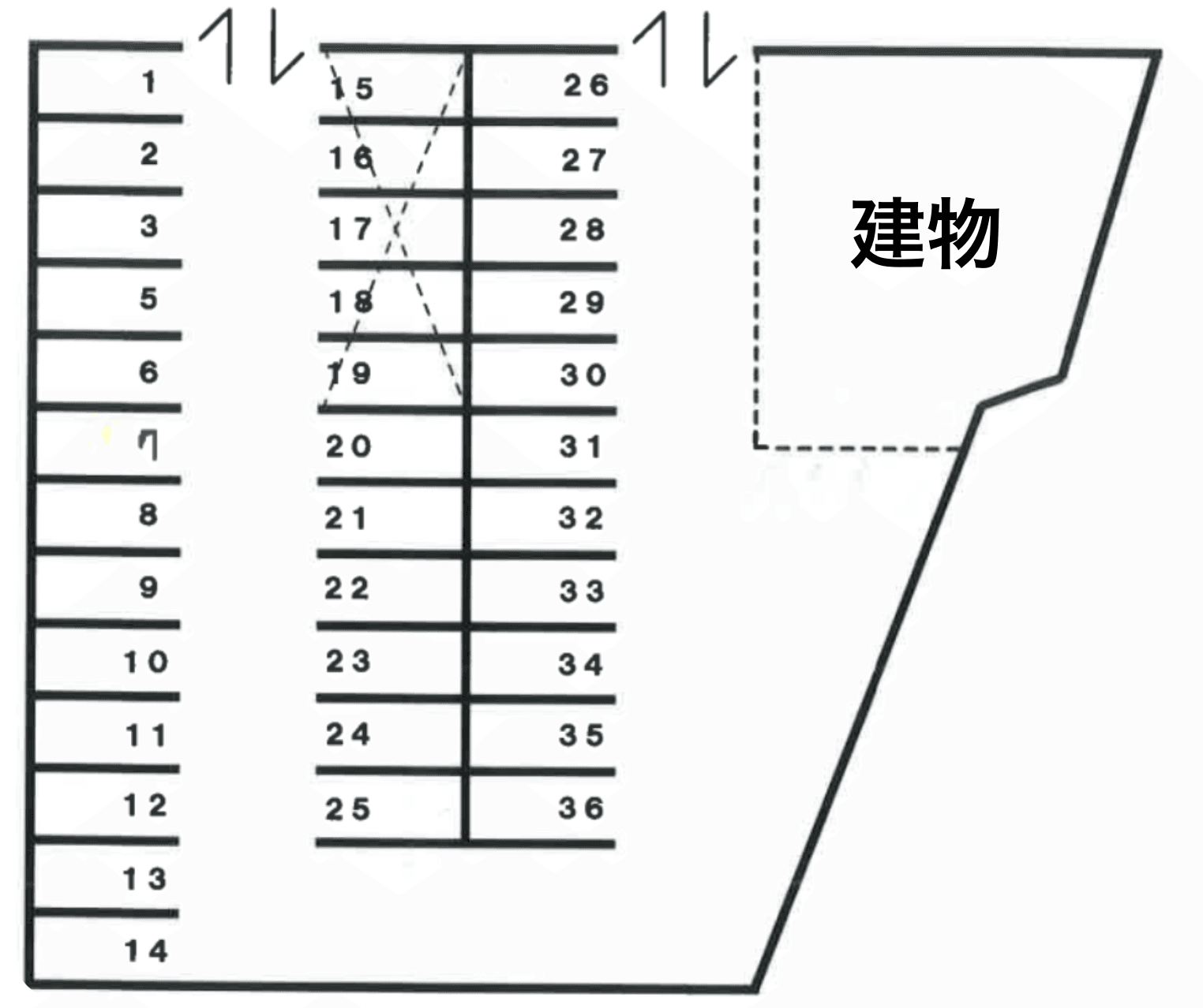 藤の木駐車場の駐車配置図