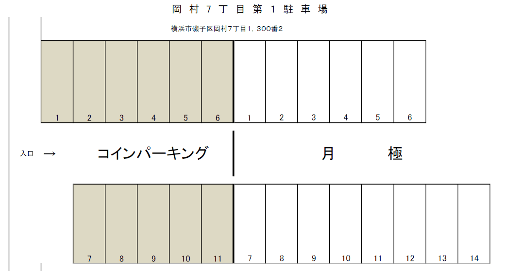 岡村七丁目第1駐車場の駐車配置図