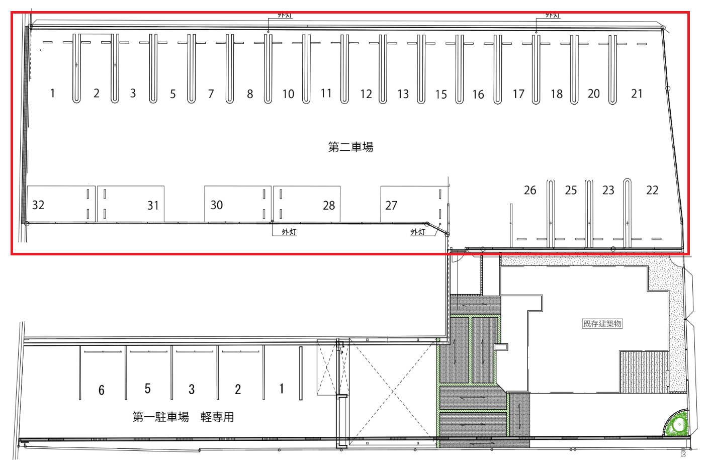 第二駐車場の駐車配置図