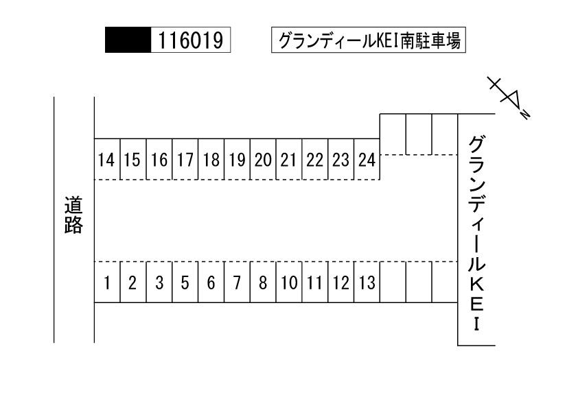 グランディールＫＥＩ南駐車場の駐車配置図