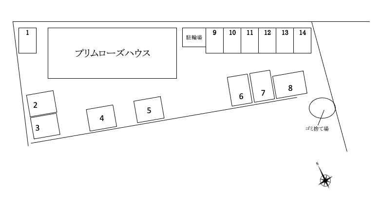 プリムローズハウスの駐車配置図