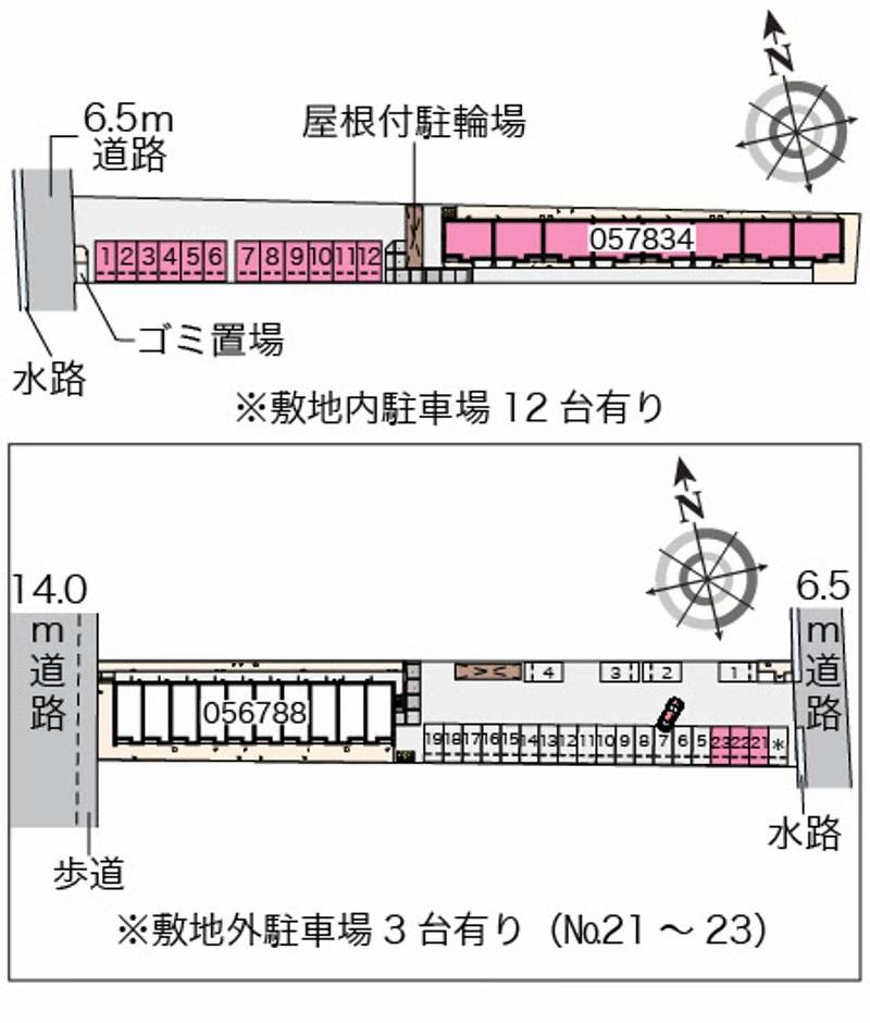 クレイノ茂木２(57834) 敷地外駐車場の駐車配置図