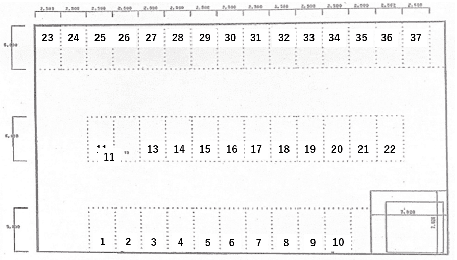 大川区パーキングの駐車配置図