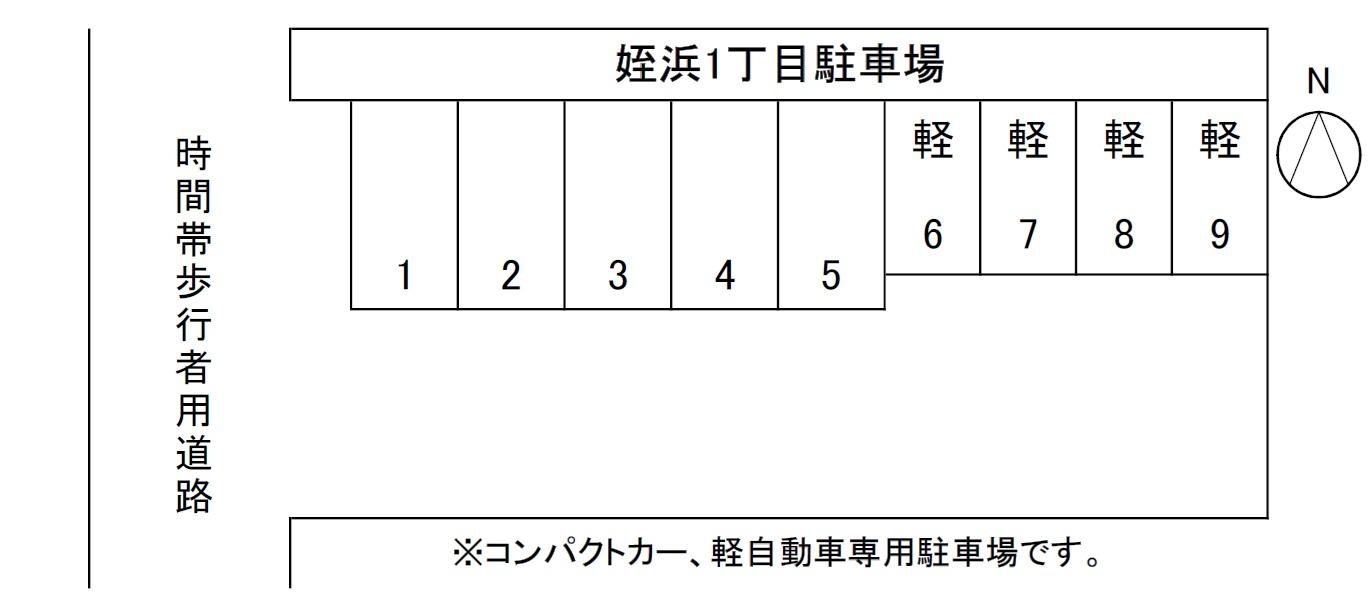 姪浜1丁目駐車場の駐車配置図