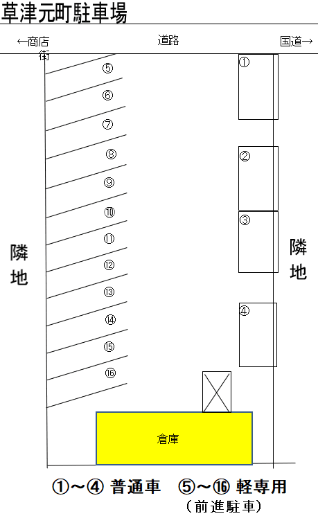草津元町駐車場の駐車配置図