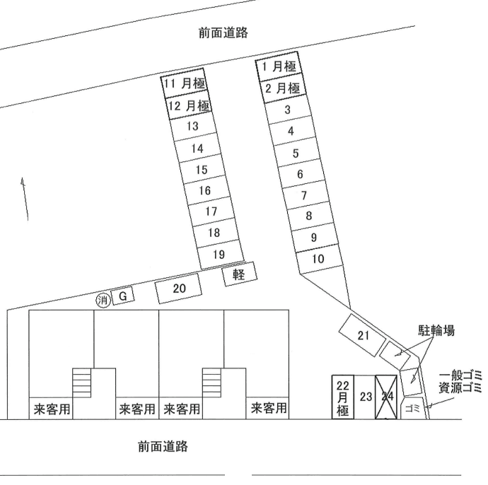 松長マンション　弐番館の駐車配置図