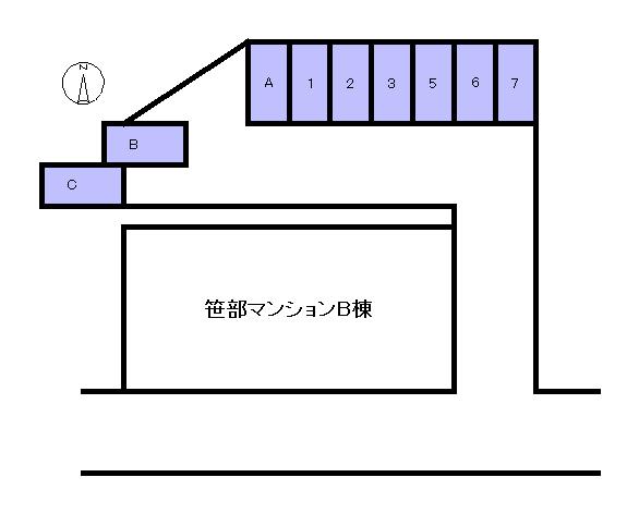 笹部マンションB棟の駐車配置図