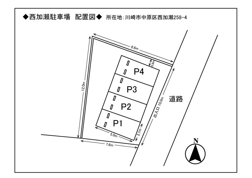 西加瀬駐車場の駐車配置図