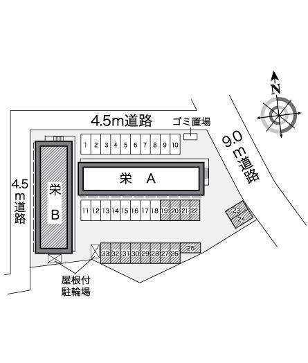 栄Ｂ(25765)の駐車配置図