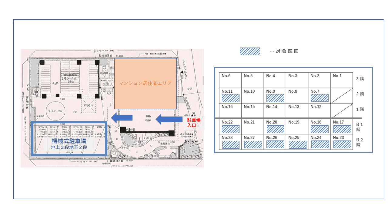 春江町２丁目駐車場の駐車配置図