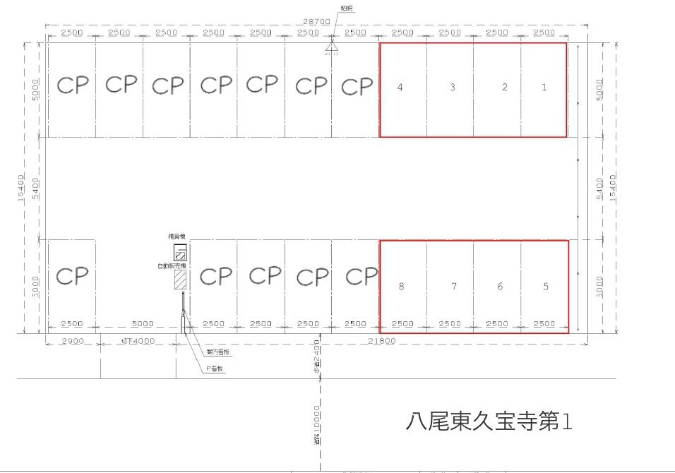エコロパーク 八尾東久宝寺第1の駐車配置図