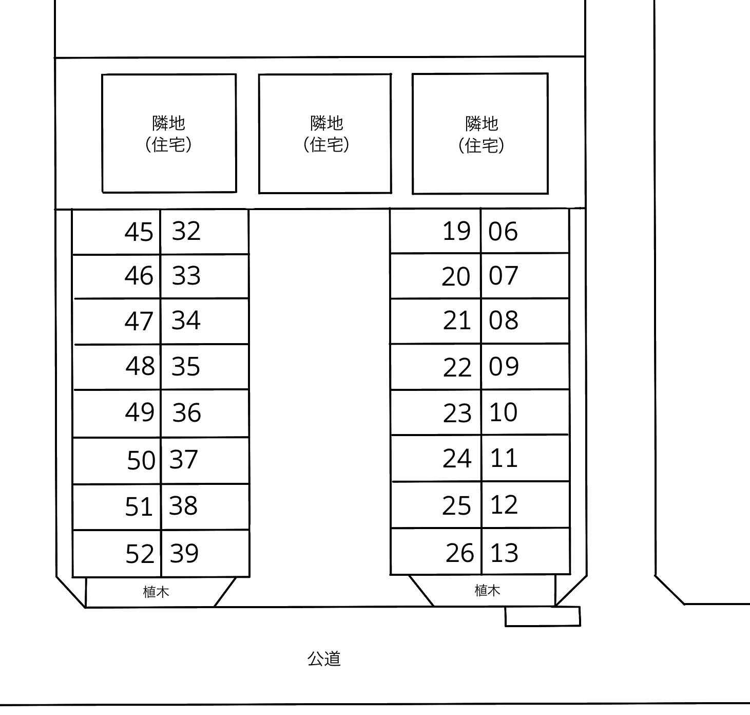 矢部１丁目駐車場の駐車配置図