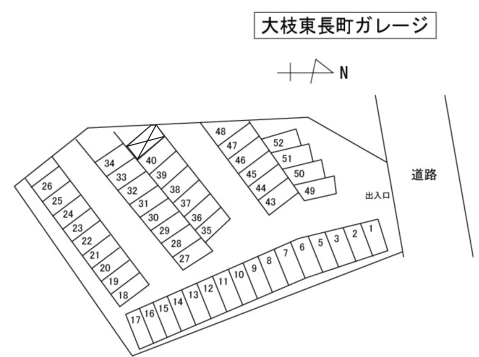 大枝東長町ガレージの駐車配置図