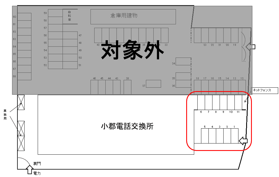 APパーク小郡の駐車配置図