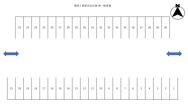 東西工業㈱第一貸駐車場の駐車配置図